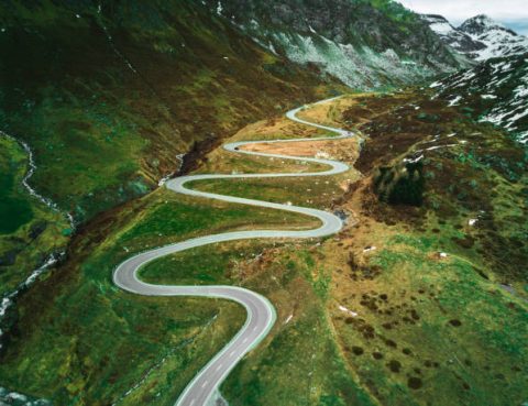 julier pass road in switzerland