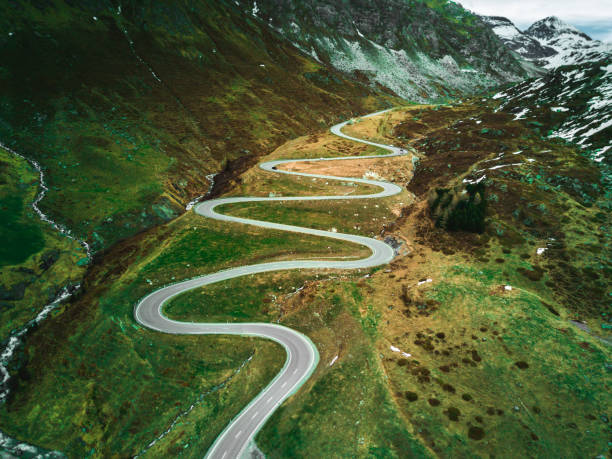 julier pass road in switzerland